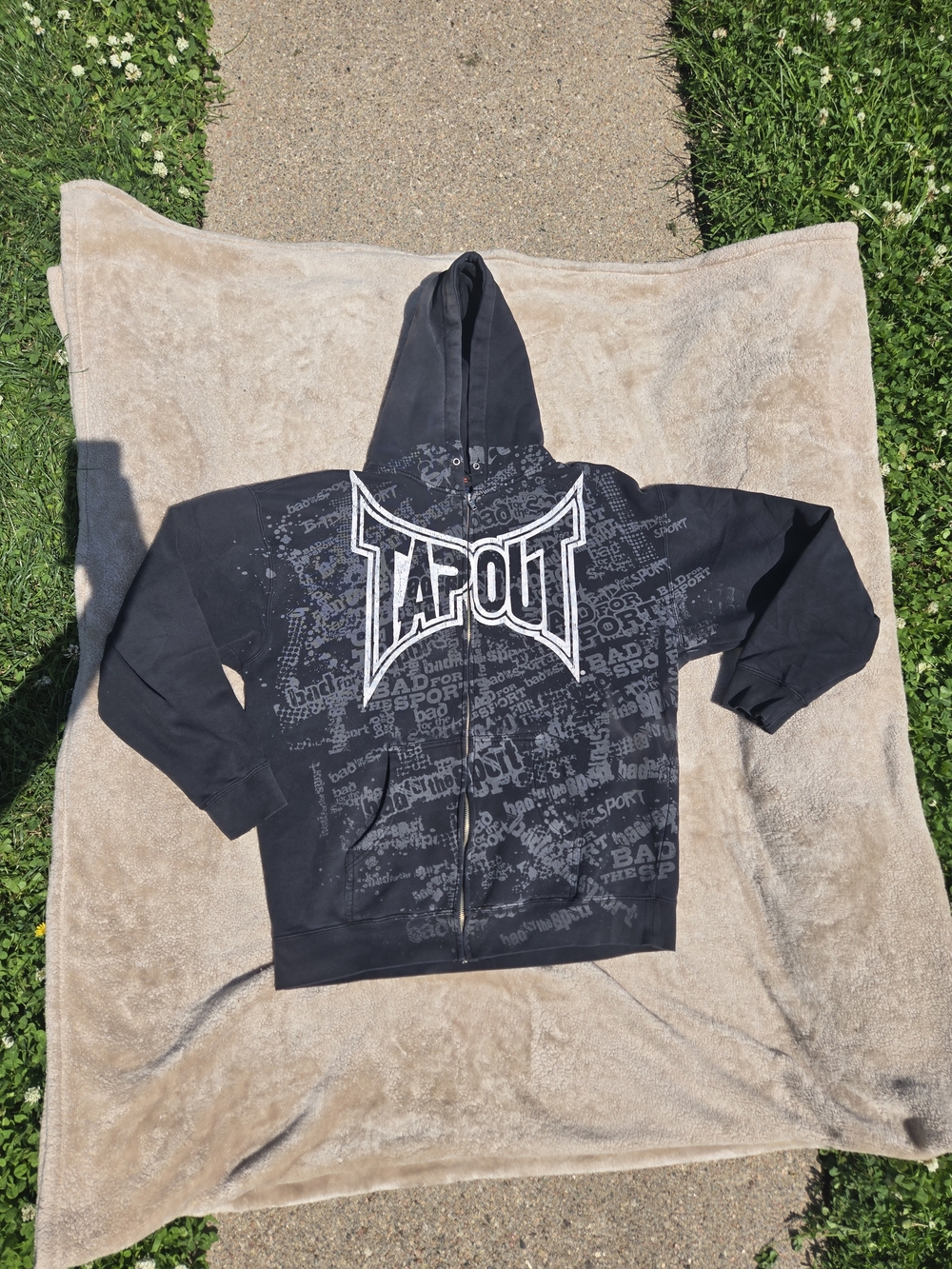Tapout Black Zip-Up Hoodie with Graphic Logo